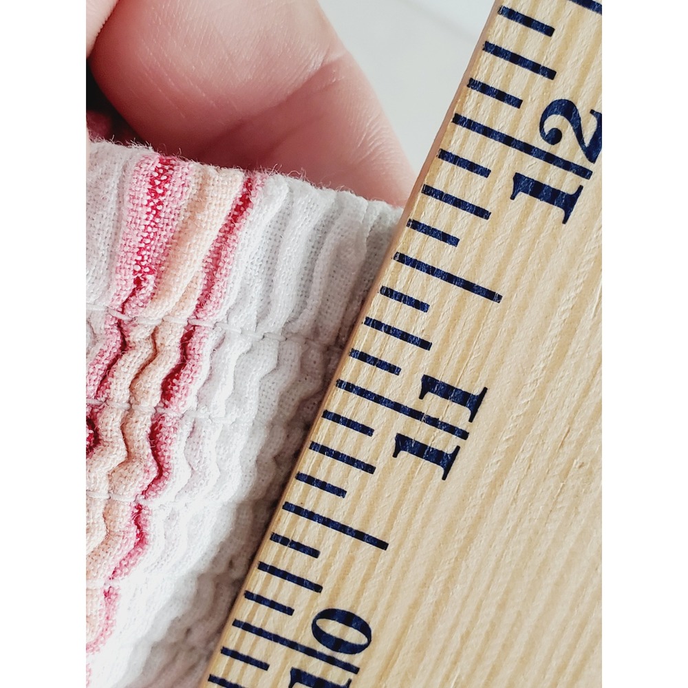 Angie Wide Leg Smocked Trousers Pink White Striped Boho Crochet Tiered Cotton M - Picture 10 of 11